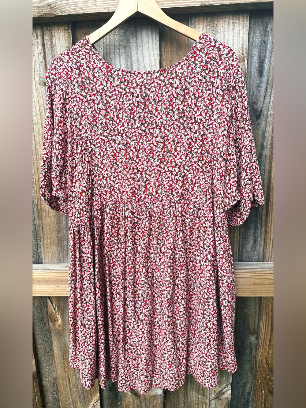 Natural Life Stella Babydoll Dress Red Floral Boho Size L / XL - Picture 7 of 7